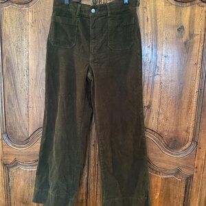 FRAME Women’s Le Slim Palazzo Modernist Pocket Corduroy Jeans in Moss, size 30